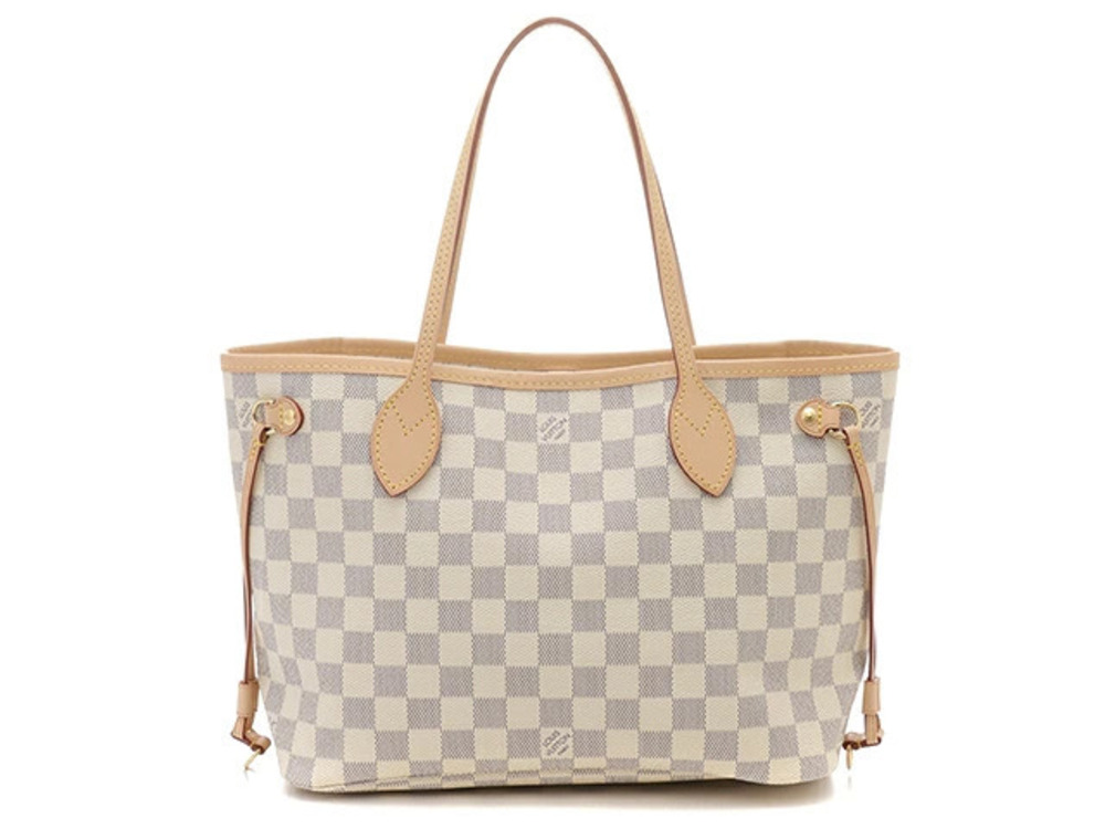 LOUIS VUITTON Neverfull Tote Bag Azur White